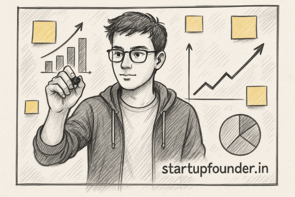 Startup founder validating business idea using market research, competitor analysis, and customer interviews